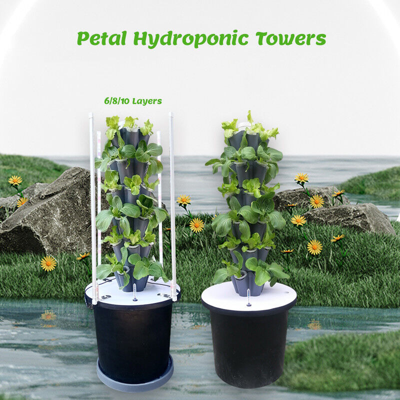 Sistema di coltivazione a torre idroponica di petali da giardino 6/8/10 strati Luce LED opzionale